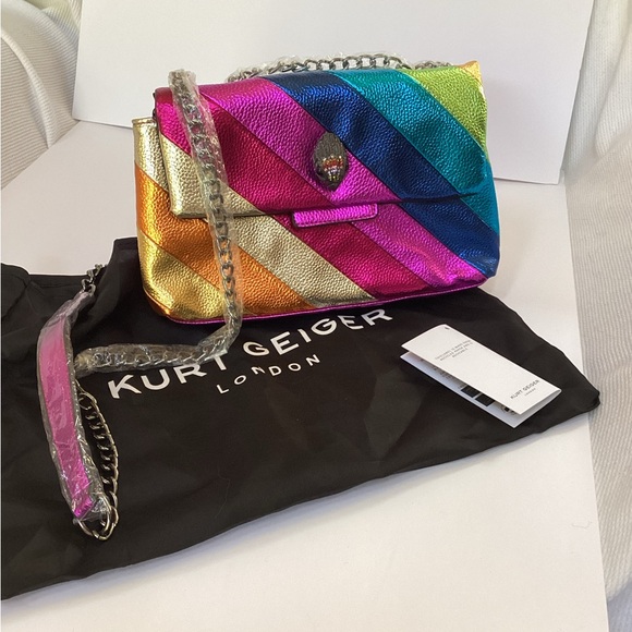 Kurt Geiger Multicolor Striped recycled Leather Shoulder Bag - Picture 1 of 12
